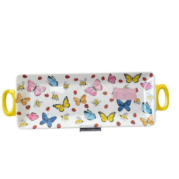 SPRING GATHERINGS Spring Pop of Color Butterflies Melamine Serving Tray 18x6 NEW - Picture 1 of 13